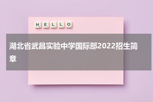 湖北省武昌实验中学国际部2022招生简章